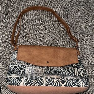 Mona B. Sapphire Up-cycled and Re-cycled Canvas and Durrie Cross-body Bag T25